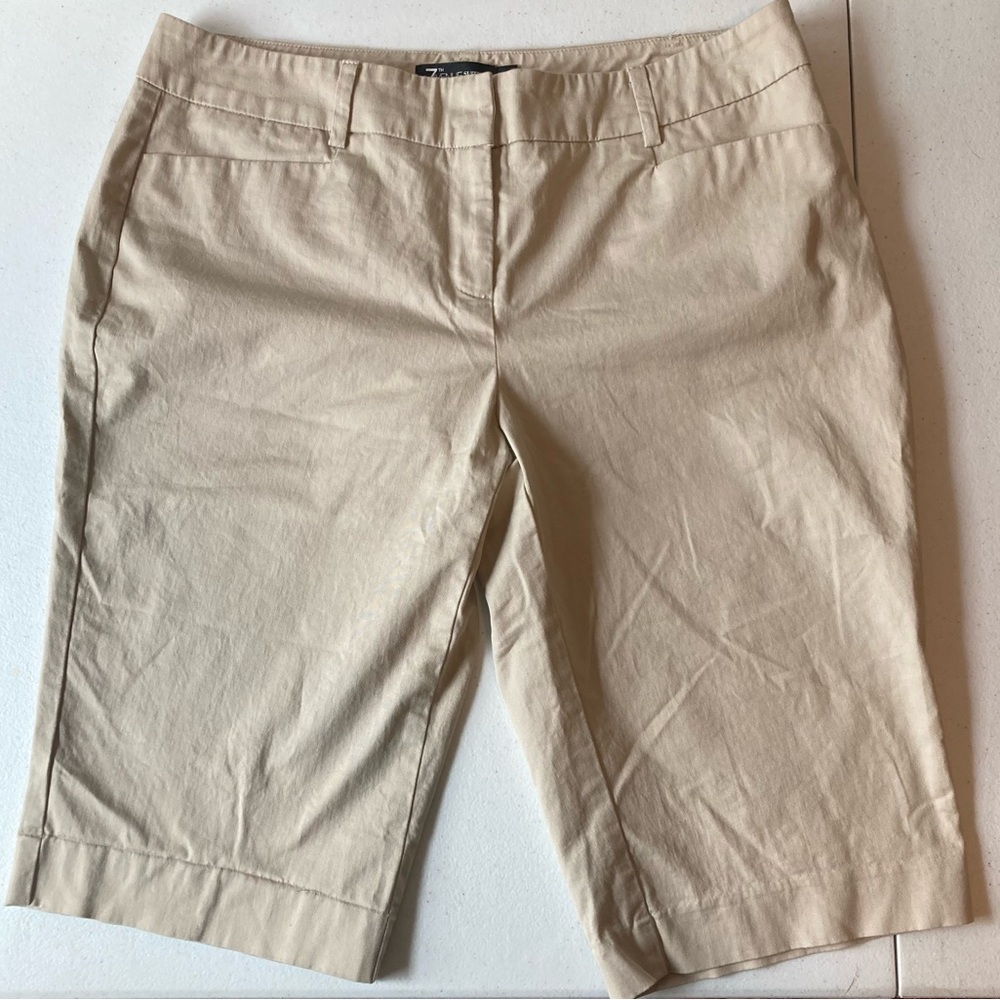 Tan Bermuda Shorts Classic Style Cotton Blend